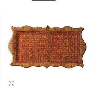 L'Objet Tabriz Persian Pattern Tray in Red and Gold